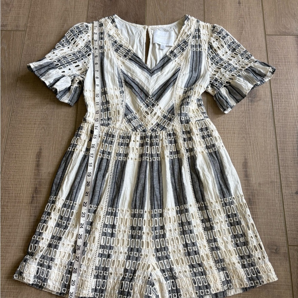 Anthropologie Black and White Flutter Sleeve Mini Sundress